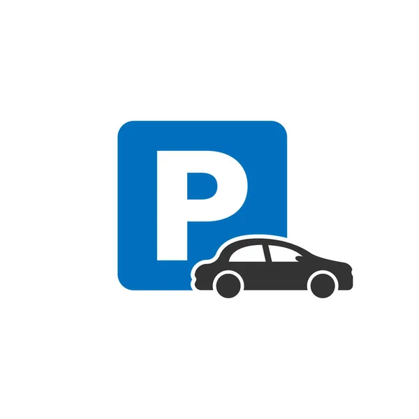 Icono de aparcamiento en estilo plano. Auto stand vector ilustración o — Vector de stock
