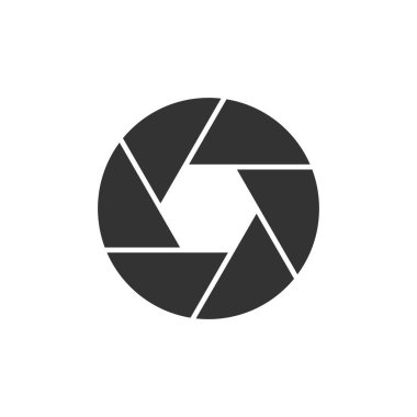 Kamera diyaframı simgesi düz stil. Lens işareti vektör illüstrati