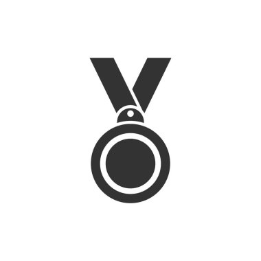 Düz stil madalya ikonu. Whit üzerinde ödül işareti vektör illüstrasyonu