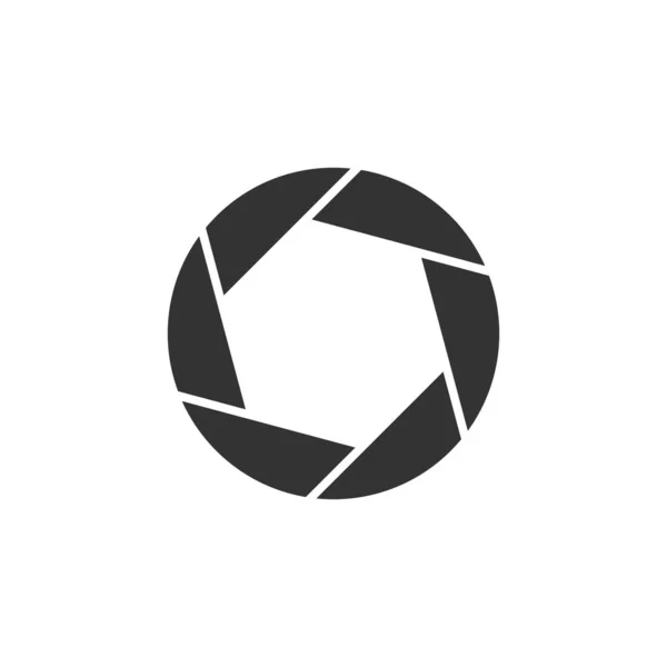 Icono de diafragma de cámara en estilo plano. Lente signo vector illustrati — Vector de stock