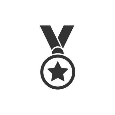 Düz stil madalya ikonu. Whit üzerinde ödül işareti vektör illüstrasyonu