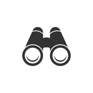 Düz bir dürbün simgesi. whit üzerinde arama vektörü illüstrasyonu