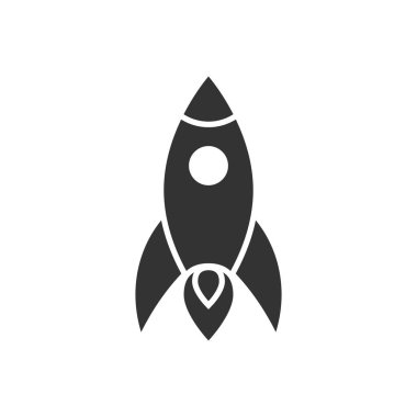 Düz stil bir roket ikonu. Uzay gemisi fırlatma vektör çizimi 