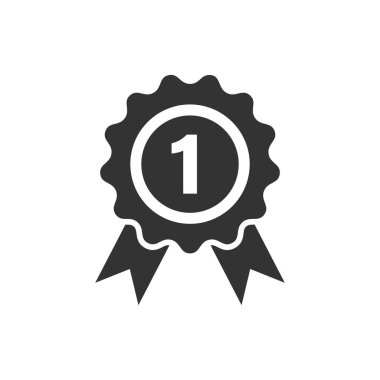 Kazanan simge düz stil. Rosette ödül vektör illüstrasyonu 