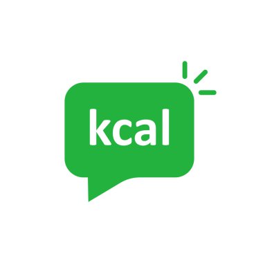 Düz stil Kcal simgesi. Beyaz isola üzerinde diyet vektör çizimi