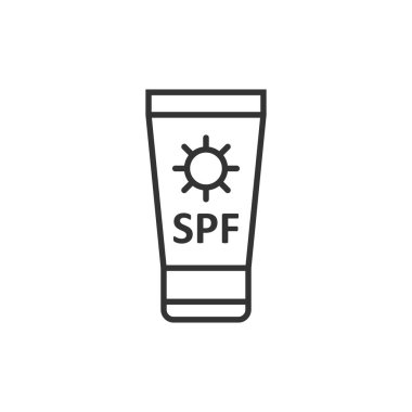 Sun protection icon in flat style. Sunblock cream vector illustr clipart