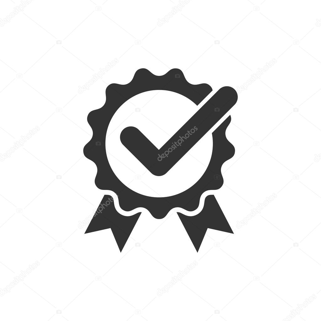 Winner icon in flat style. Rosette award vector illustration on 