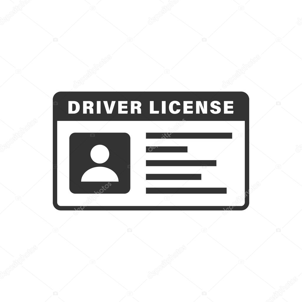 Driver license icon in flat style. Id card vector illustration o