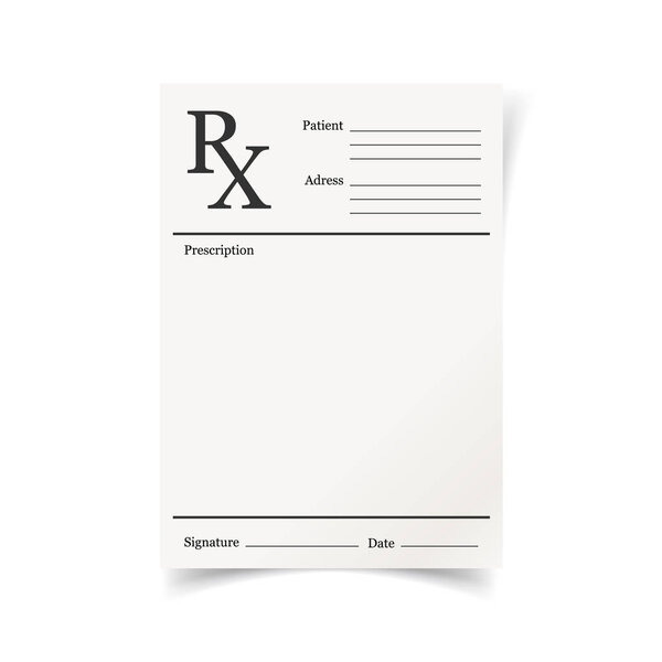 Иконка рецепта в плоском стиле. Вектор документа Rx il
