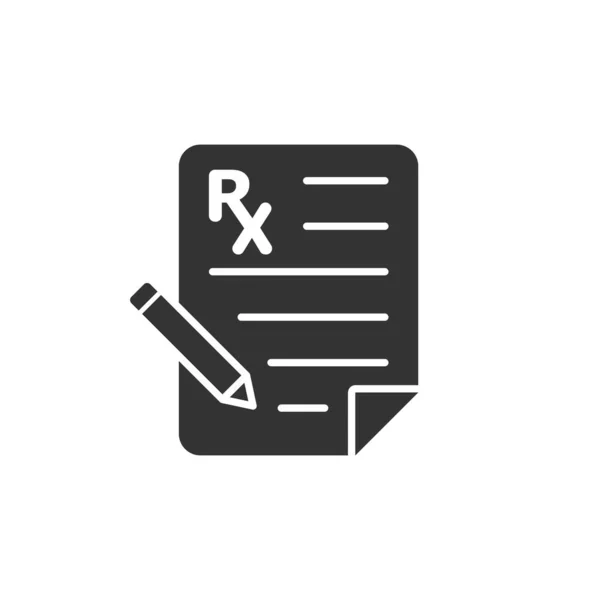 Ícone de prescrição em estilo plano. Rx documento ilustração vetorial — Vetor de Stock