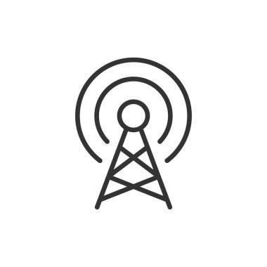 Anten kulesi simgesi düz stil. Yayın vektörü illüstrati