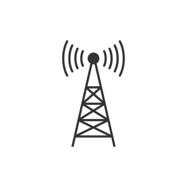 Anten kulesi simgesi düz stil. Yayın vektörü illüstrati