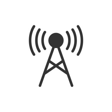 Anten kulesi simgesi düz stil. Yayın vektörü illüstrati