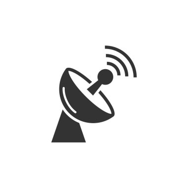 Uydu anten kulesi simgesi düz bir şekilde. Yayın vektörü 