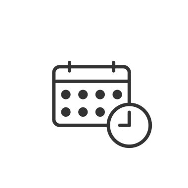 Düz stil takvim simgesi. Beyaz üzerinde ajanda vektör illüstrasyonu