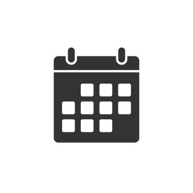 Düz stil takvim simgesi. Beyaz üzerinde ajanda vektör illüstrasyonu