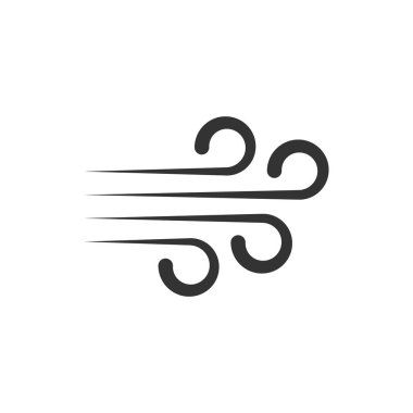 Düz bir rüzgar simgesi. Beyaz izolasyonda hava vektörü çizimi