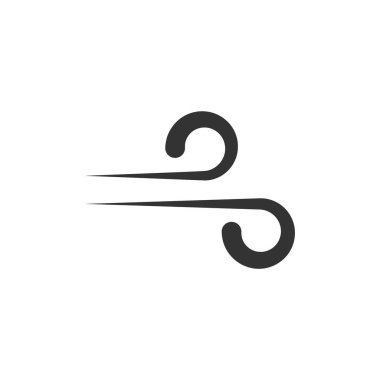 Düz bir rüzgar simgesi. Beyaz izolasyonda hava vektörü çizimi