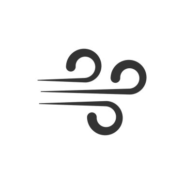 Düz bir rüzgar simgesi. Beyaz izolasyonda hava vektörü çizimi