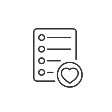 Düz stil dilek listesi simgesi. Belge vektör çizimi gibi