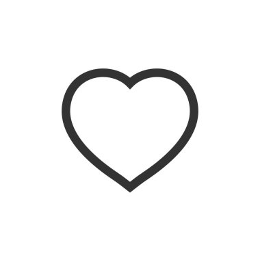 Düz bir kalp ikonu. Beyaz izolde aşk vektör illüstrasyonu