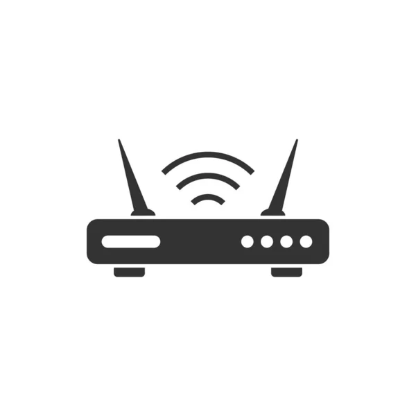 Icono del router Wifi en estilo plano. Banda ancha vector ilustración en — Vector de stock