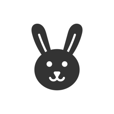 Düz stil tavşan ikonu. Beyaz üzerine tavşan vektörü illüstrasyonu