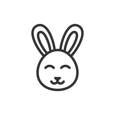 Düz stil tavşan ikonu. Beyaz üzerine tavşan vektörü illüstrasyonu