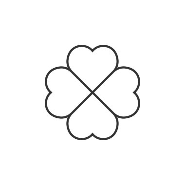 Düz stil dört yapraklı yonca simgesi. Aziz Patrick Günü vektörü illu