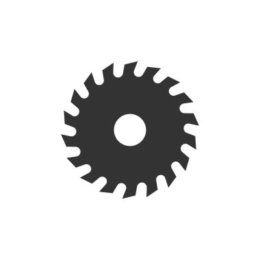 Saw Blade ikonu düz stil. Dairesel makine vektörü çizimi