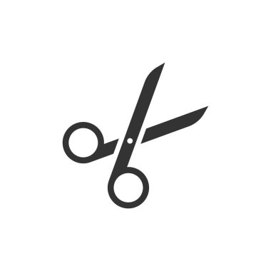 Düz bir makas simgesi. Ekipman vektör illüstrasyonunu kes