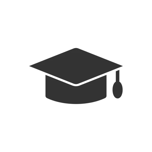 Ícone de chapéu de graduação em estilo plano. Estudante cap vector illustrati — Vetor de Stock