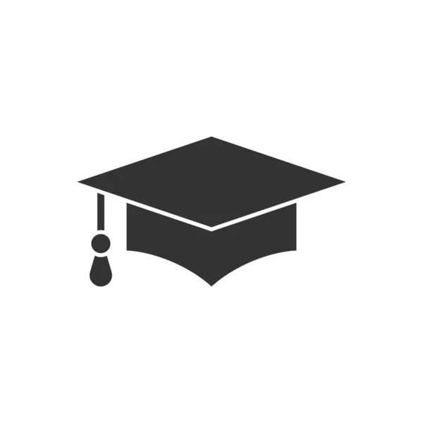 Ícone de chapéu de graduação em estilo plano. Estudante cap vector illustrati — Vetor de Stock