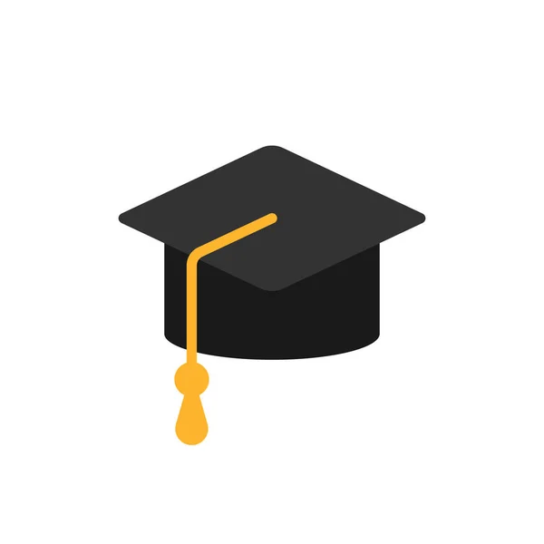 Icono de sombrero de graduación en estilo plano. Estudiante cap vector illustrati — Archivo Imágenes Vectoriales