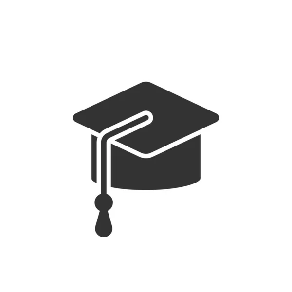 Εικονίδιο καπέλο αποφοίτησης σε επίπεδη στυλ. Εικονογράφηση διανυσματικού καλύμματος μαθητή — Διανυσματικό Αρχείο
