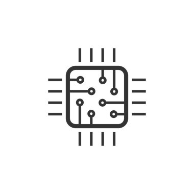 Bilgisayar işlemcisi simgesi düz stil. Devre panosu vektörü illüstrati