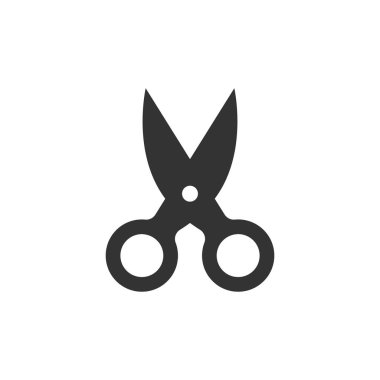 Düz bir makas simgesi. Ekipman vektör illüstrasyonunu kes