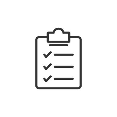 Düz biçimli belge kontrol listesi simgesi. Rapor vektör çizelgesi