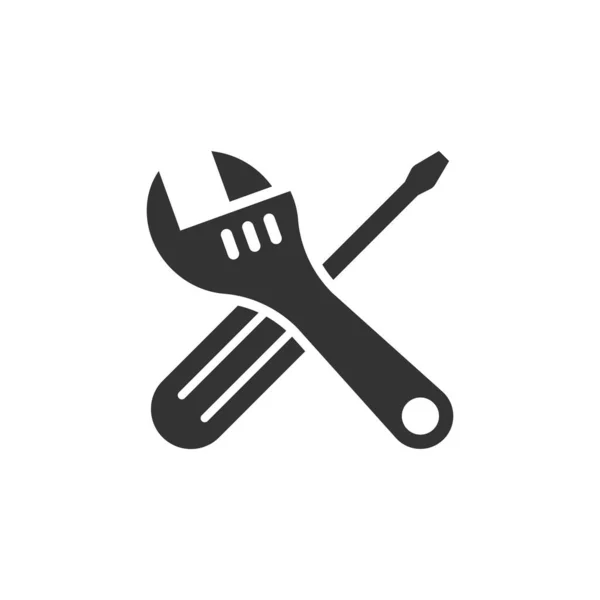 Llave y destornillador icono en estilo plano. Spanner clave vector il — Vector de stock