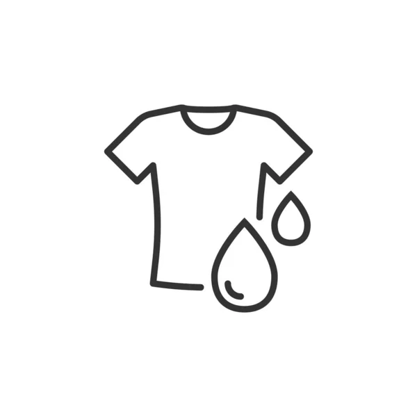 Ikon cuci baju dengan gaya datar. Ilustrasi vektor kering pakaian - Stok Vektor