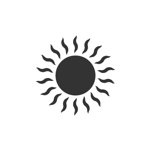 Ícone de sol em estilo plano. Ilustração do vetor do sinal da luz solar em whi — Vetor de Stock