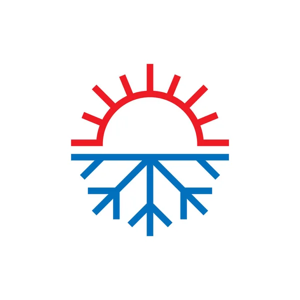 Kar tanesi ve güneş ikonu düz stil. İklim kontrol vektörü III — Stok Vektör
