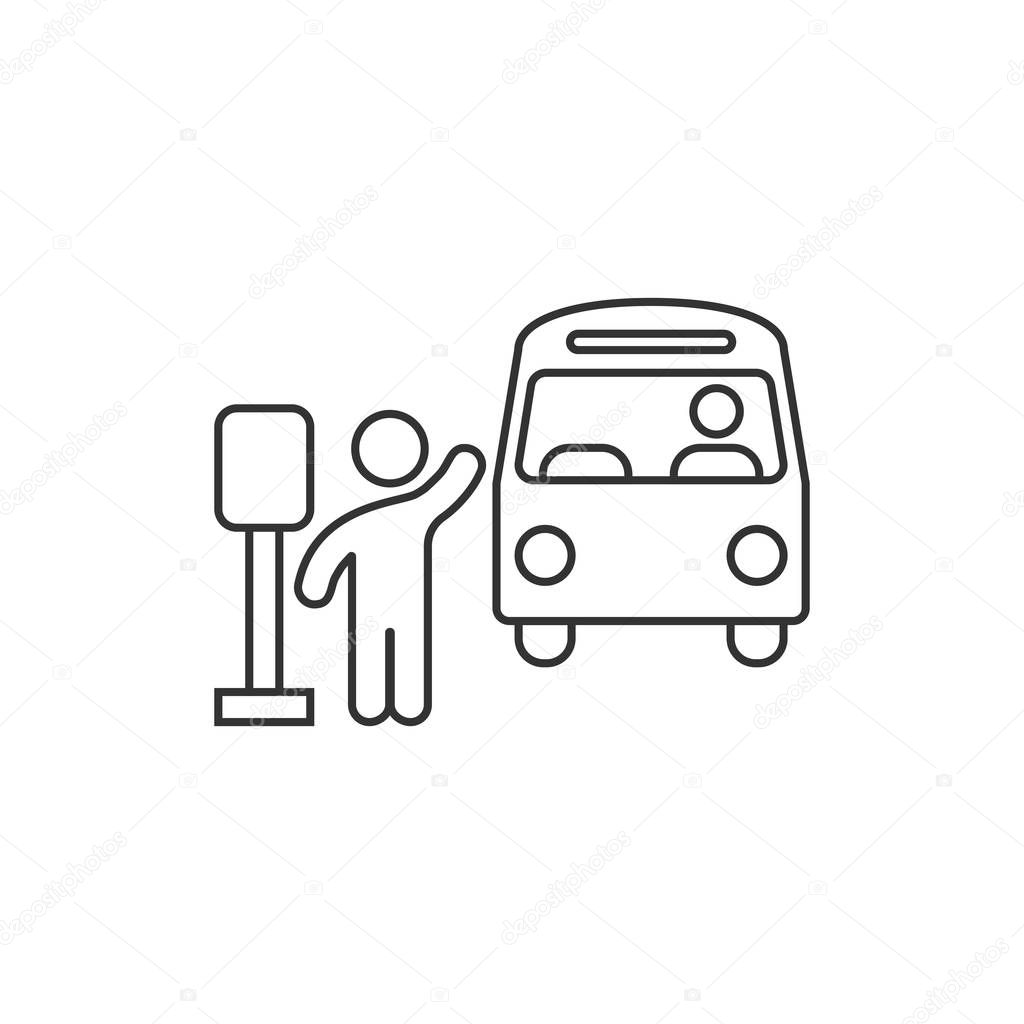 Bus station icon in flat style. Auto stop vector illustration on
