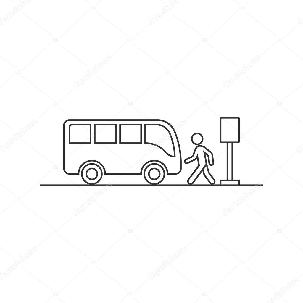 Bus station icon in flat style. Auto stop vector illustration on