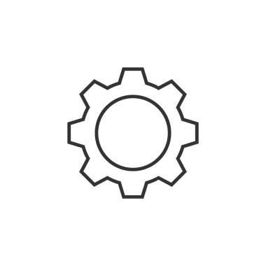 Vites düz stil vektör simgesi. COG wheel resimde beyaz 