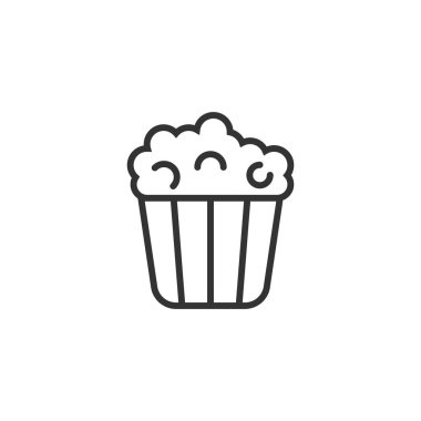 Düz stil bir film ikonu. Beyaz üzerinde patlamış mısır vektör illüstrasyonu