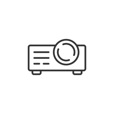 Video projektör işareti simgesi düz tarzda. Sinema sunum dev