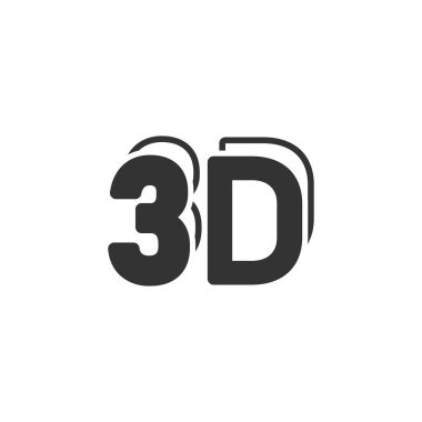 Düz stil 3D metin simgesi. Beyaz üzerine kelime vektör illüstrasyonu