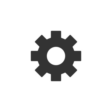 Vites düz stil vektör simgesi. COG wheel resimde beyaz 