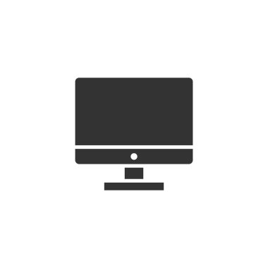 Bilgisayar monitör simgesini. Vektör illüstrasyon izole adam üzerinde